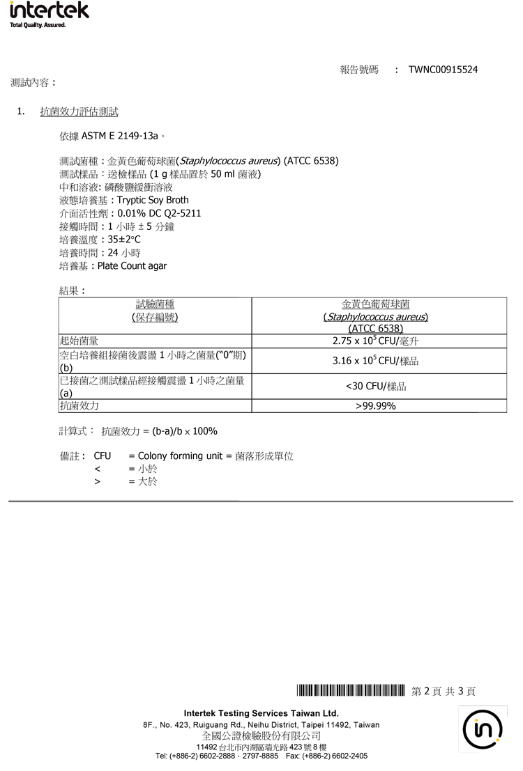 保潔淨超級除油布金黃色葡萄球菌檢驗結果